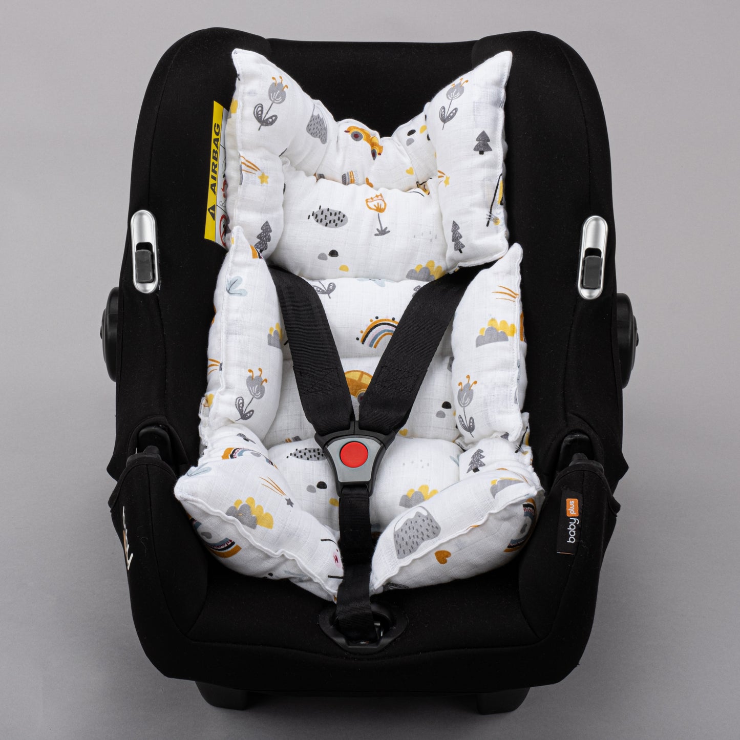 Stroller Cover Set - Double Side - Yellow Honeycomb - Yellow Cat