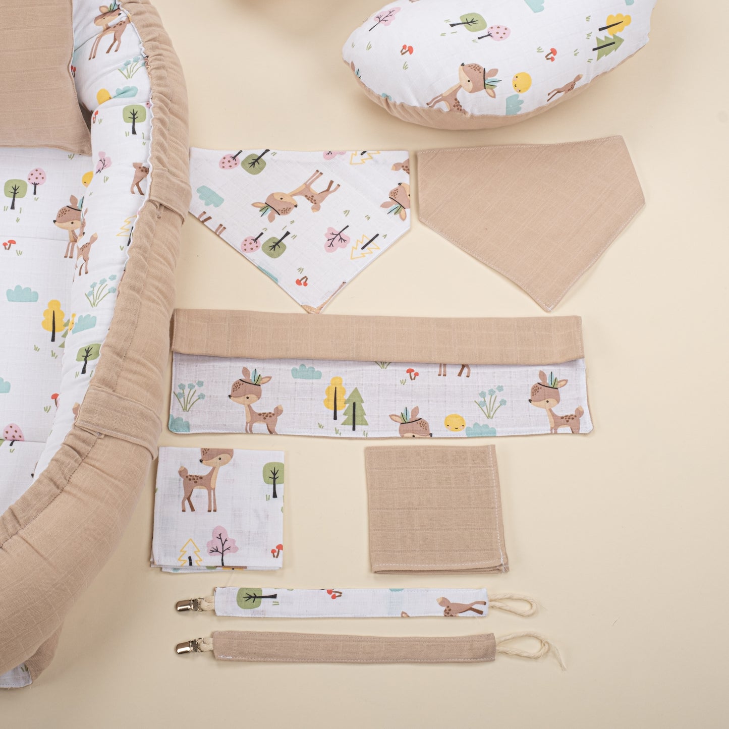 15 Piece Full Set - Newborn Sets - Beige Muslin - Gazelle
