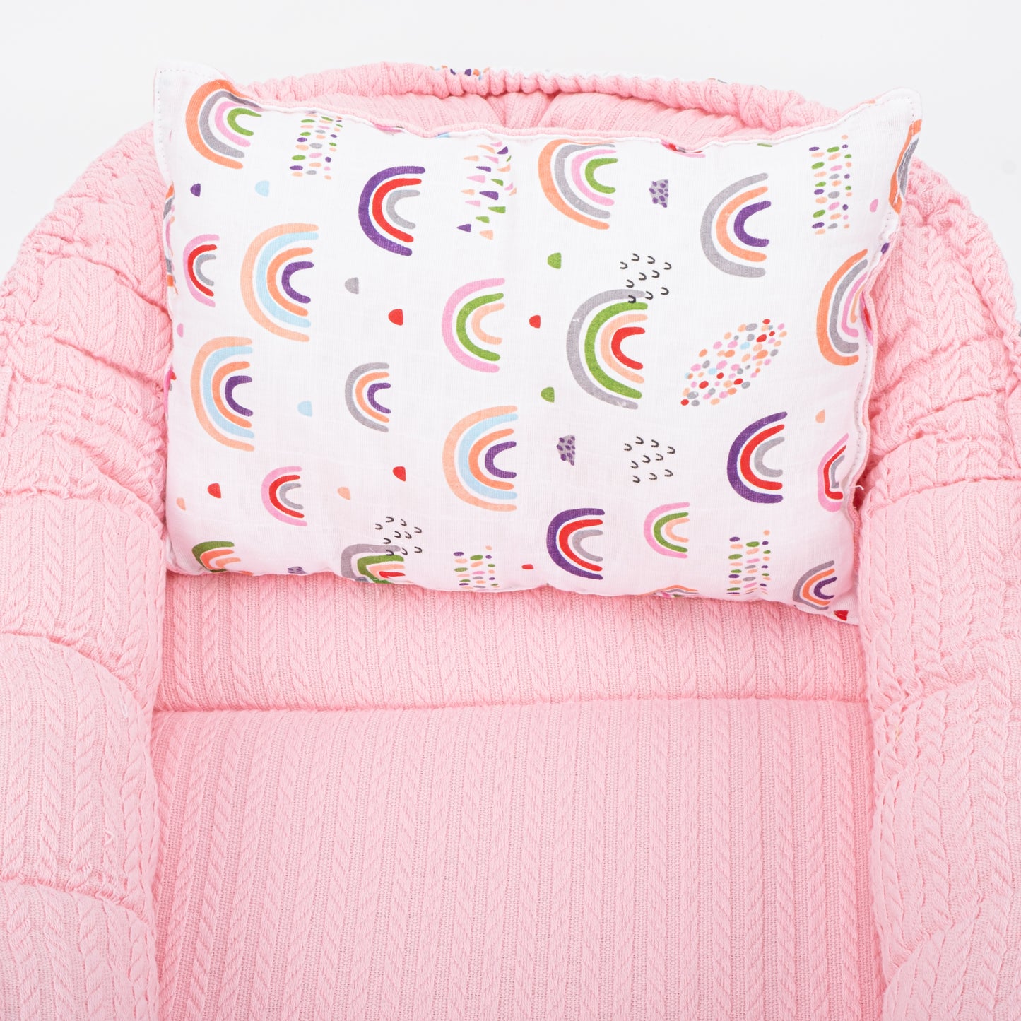 Babynest - Pink Knitting - Pink Tiny Rainbow