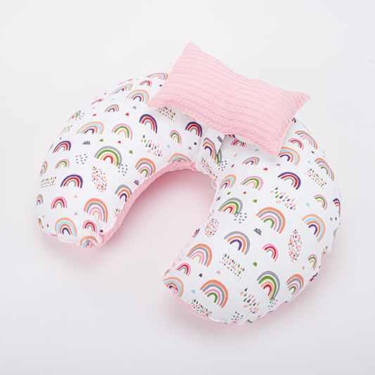 Breastfeeding Pillow - Pink Knitting - Pink Tiny Rainbow
