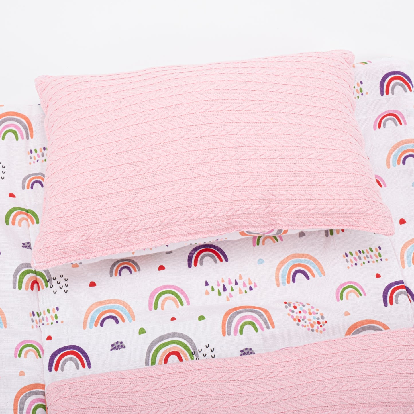 Double Side Changing Pad - Pink Knitting - Pink Tiny Rainbow
