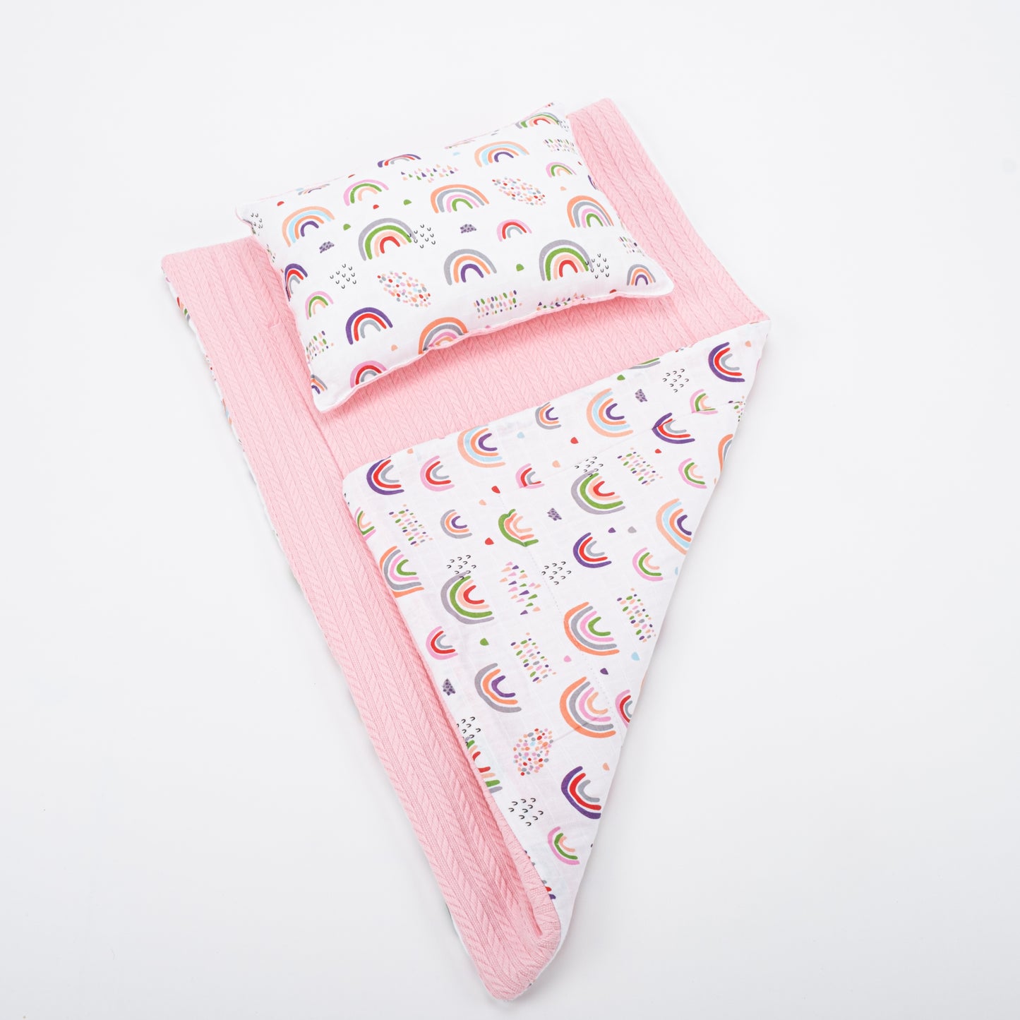 Double Side Changing Pad - Pink Knitting - Pink Tiny Rainbow