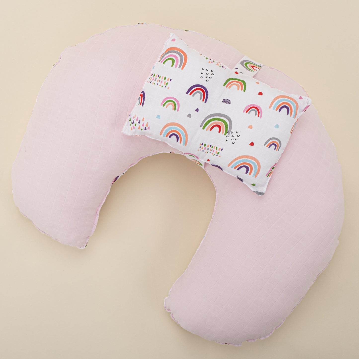 Breastfeeding Pillow - Pink Muslin - Pink Little Rainbow