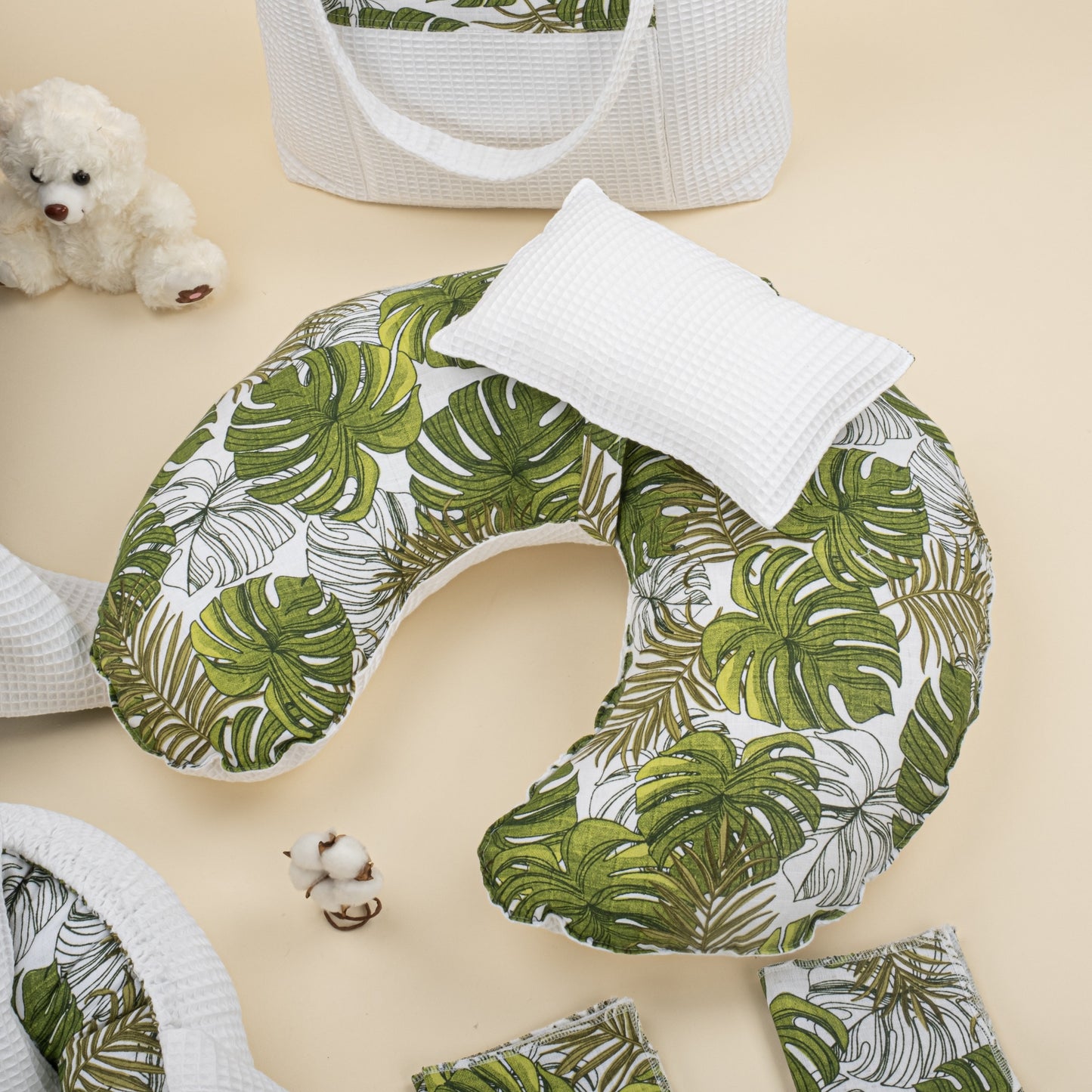 15 Piece Full Set - Newborn Sets - White Honeycomb - Palm Leaves