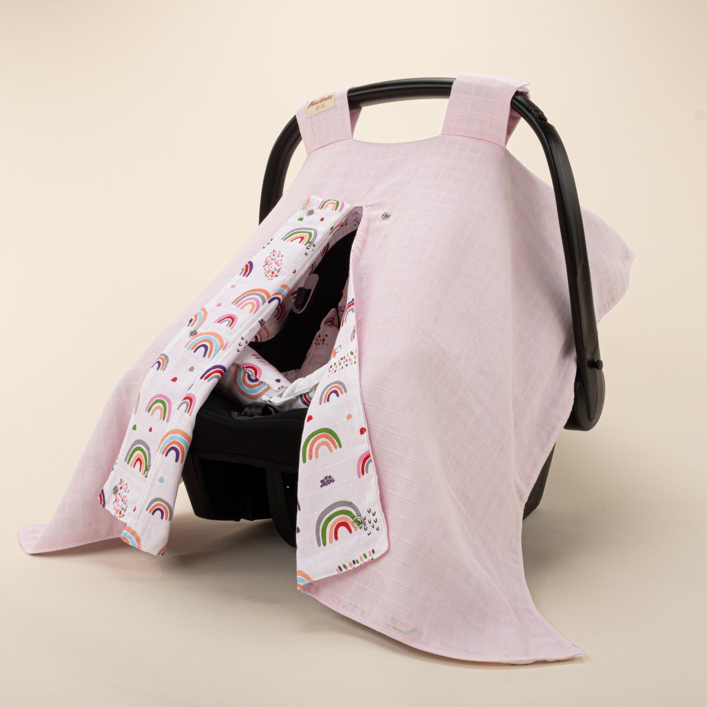 Stroller Cover Set - Double Side - Pink Muslin - Pink Little Rainbow