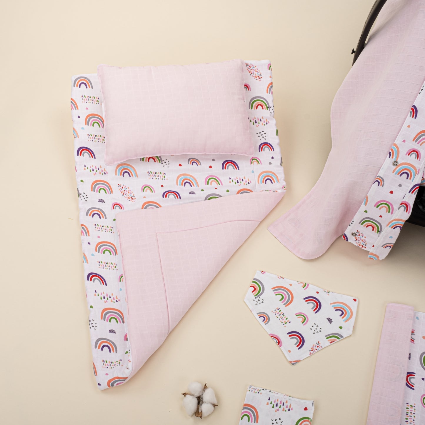 10 Piece - Newborn Sets - Seasonal - Pink Muslin - Pink Little Rainbow
