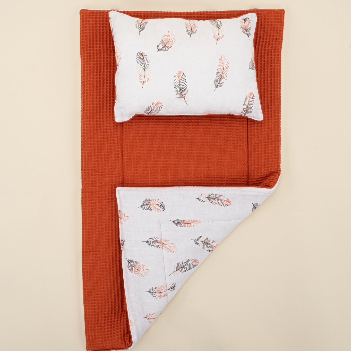 Double Side Changing Pad - Tile Honeycomb - Orange Feather