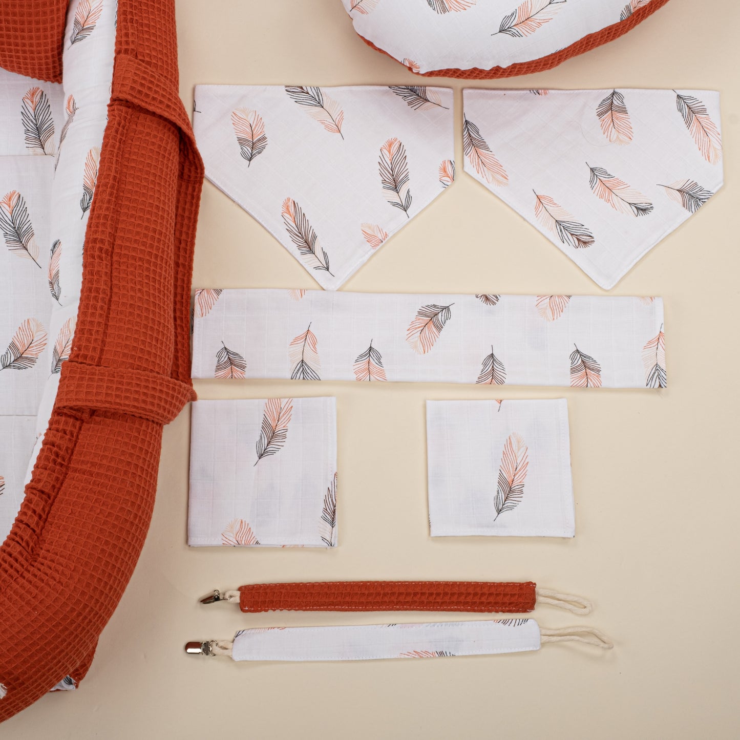 15 Piece Full Set - Newborn Sets - Tile Honeycomb - Orange Feather