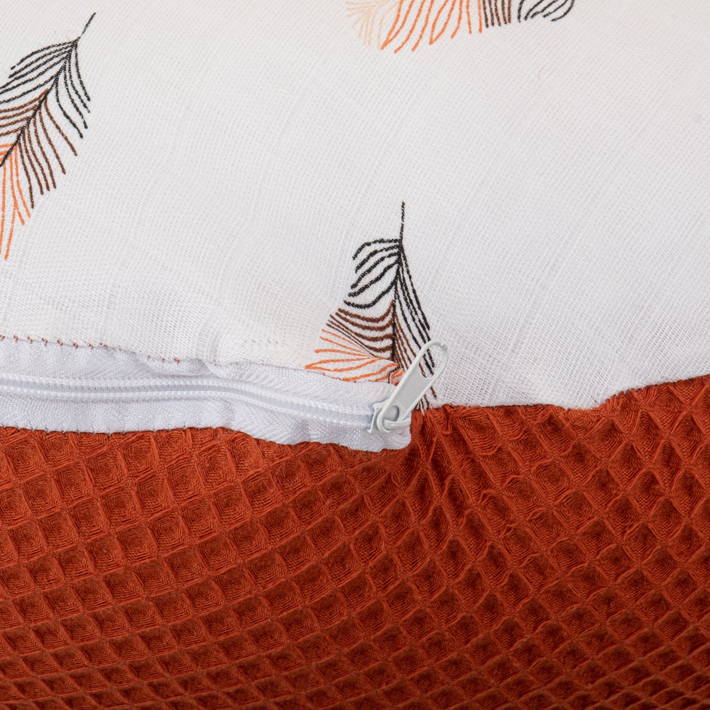 Breastfeeding Pillow - Tile Honeycomb - Orange Feather
