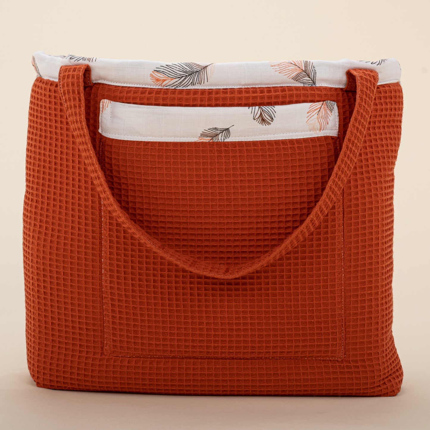 Baby Care Bag - Tile Honeycomb - Orange Feather