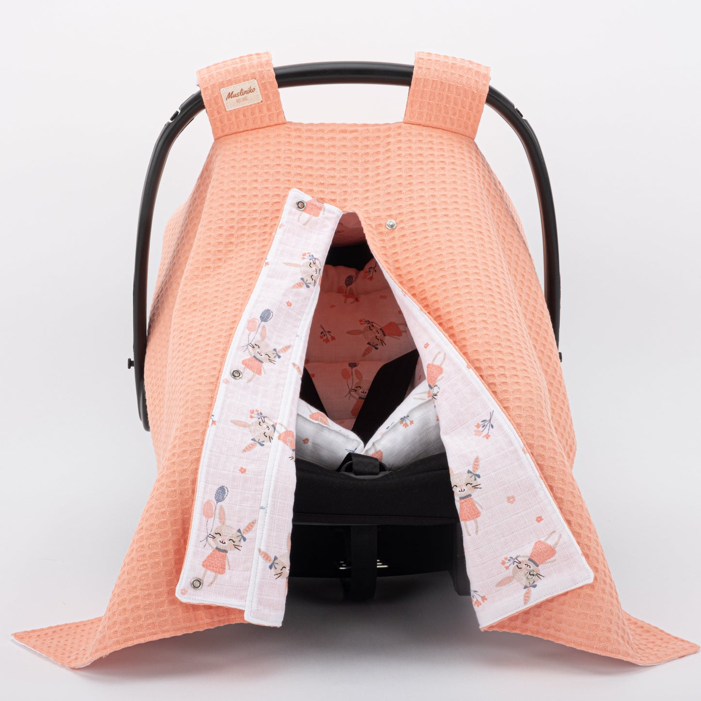 Stroller Cover Set - Double Side - Salmon Honeycomb - Rabbit