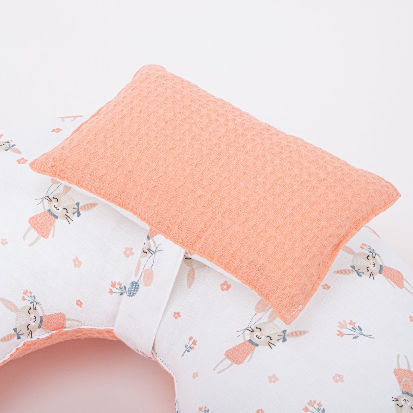 Breastfeeding Pillow - Salmon Honeycomb - Rabbit