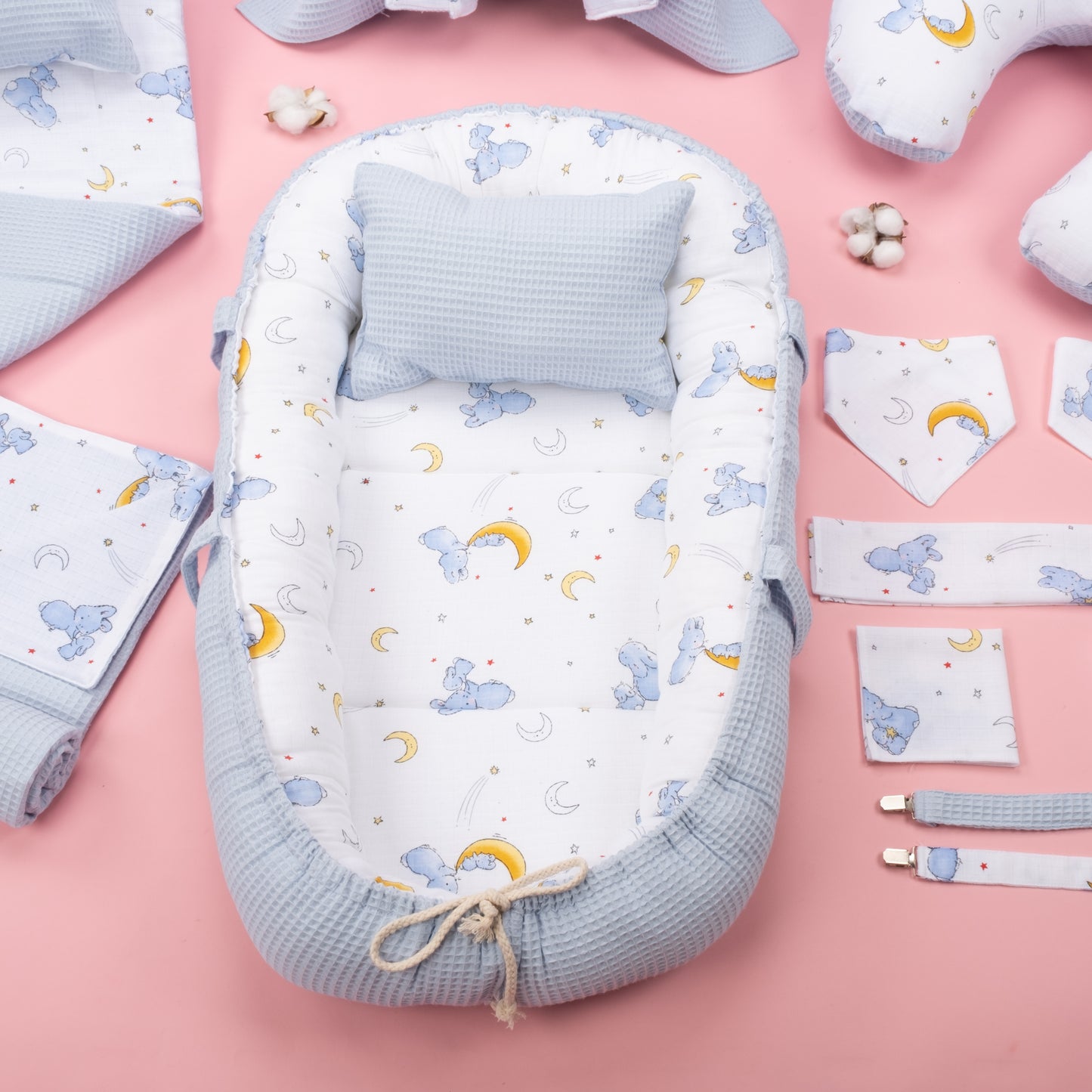 15 Piece Full Set - Newborn Sets - Blue Honeycomb - Blue Rabbit