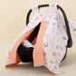 Stroller Cover Set - Double Side - Salmon Honeycomb - Green Flowers