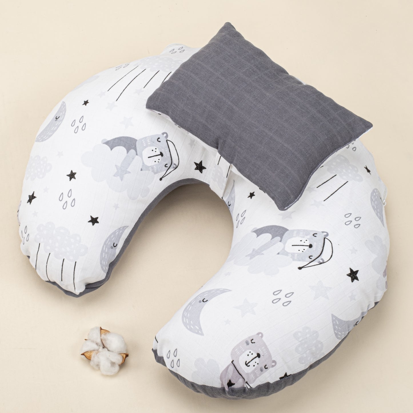 Breastfeeding Pillow - Smoked Muslin - Grandpa Moon