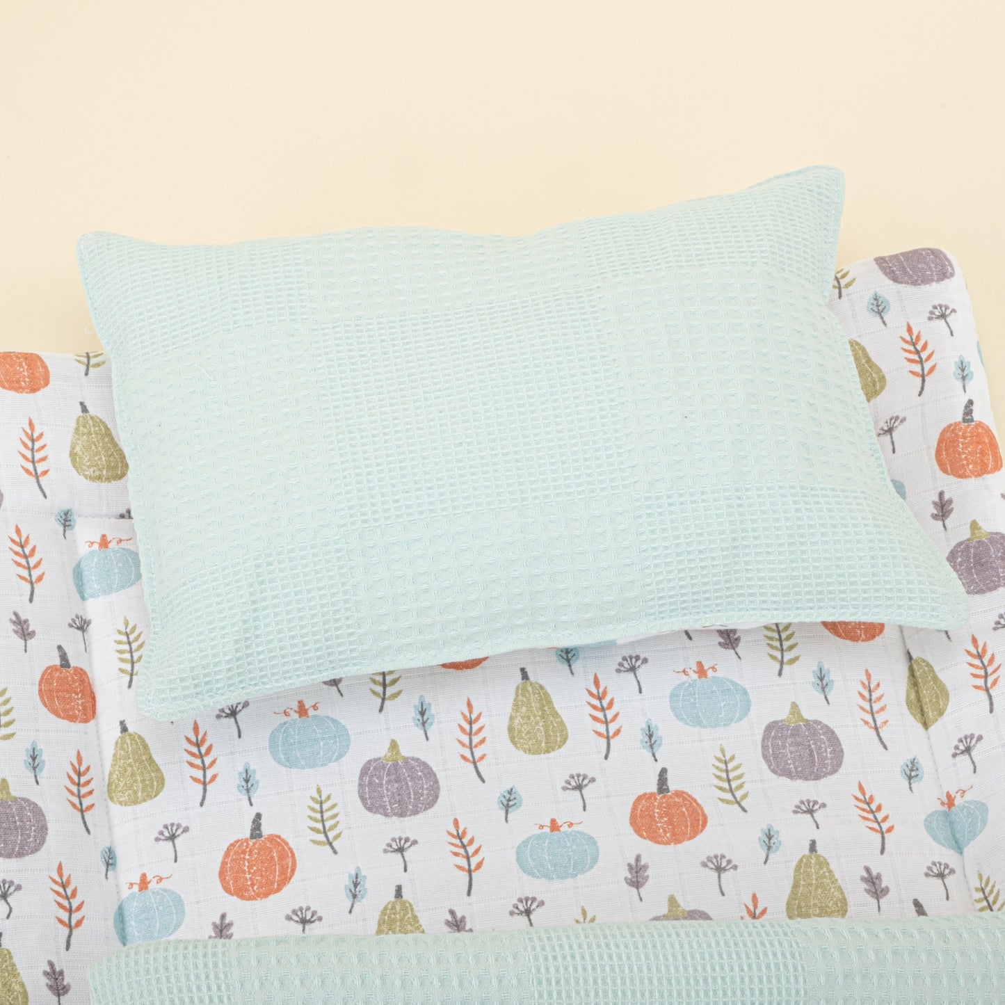 Double Side Changing Pad - Turquoise Waffle - Green Pumpkin