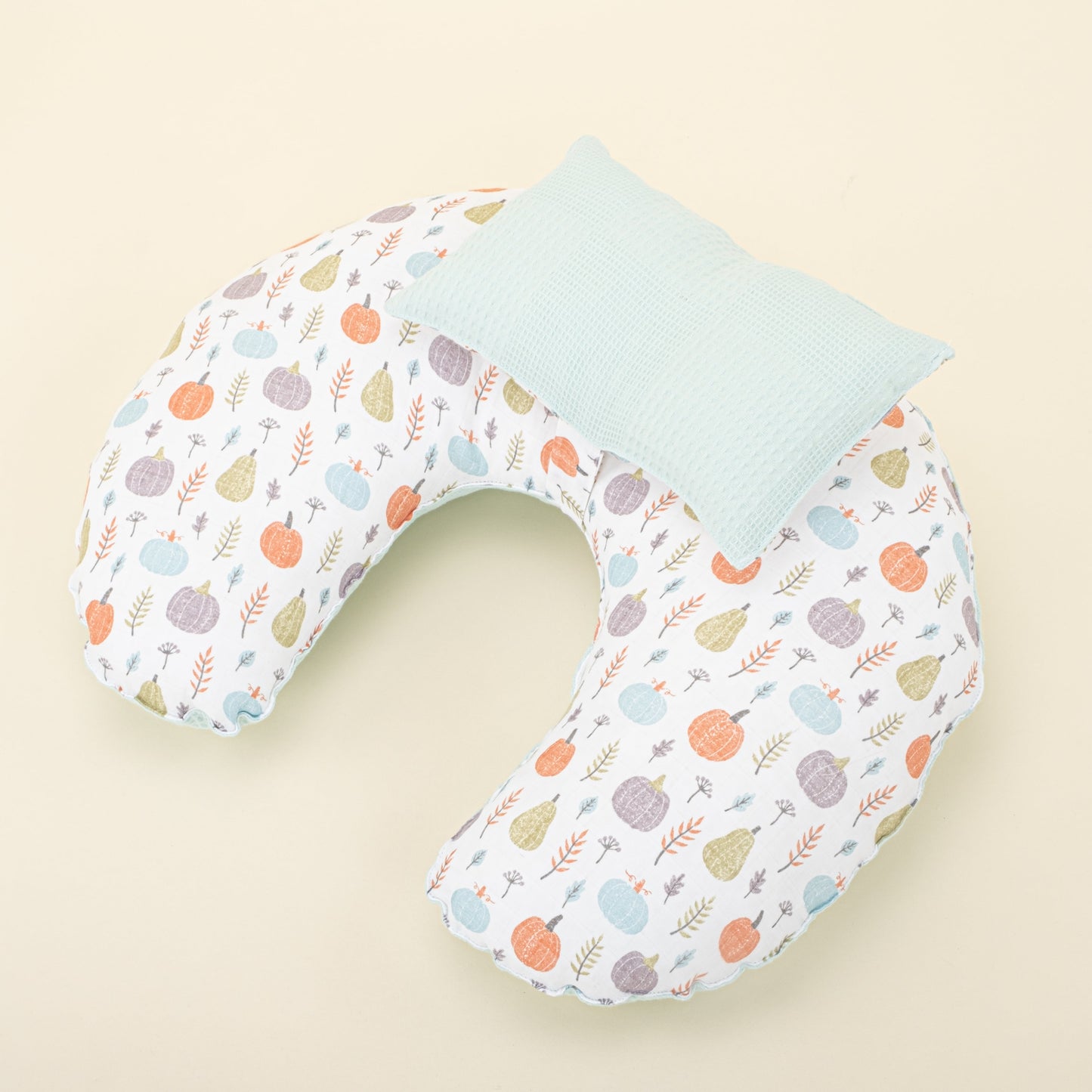Breastfeeding Pillow - Turquoise Honeycomb - Green Pumpkin