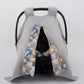 Stroller Cover Set - Double Side - Gray Knitted - Colorful Teddy Bears