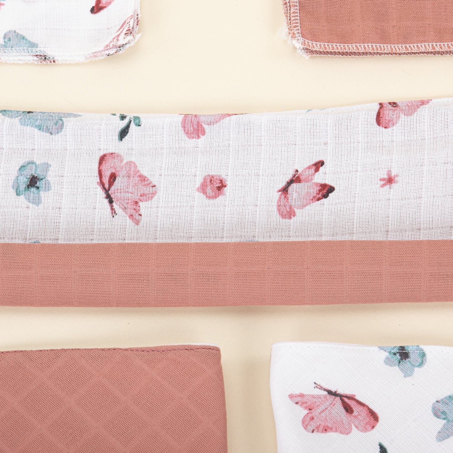 15 Piece Full Sets - Newborn Sets - Dried Rose Muslin - Butterflies