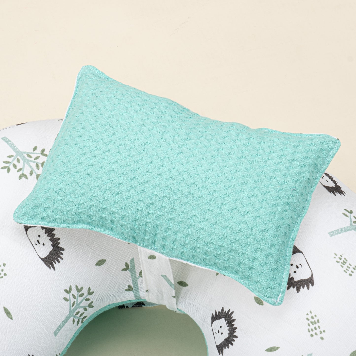 Breastfeeding Pillow - Nile Green Honeycomb - Hedgehog