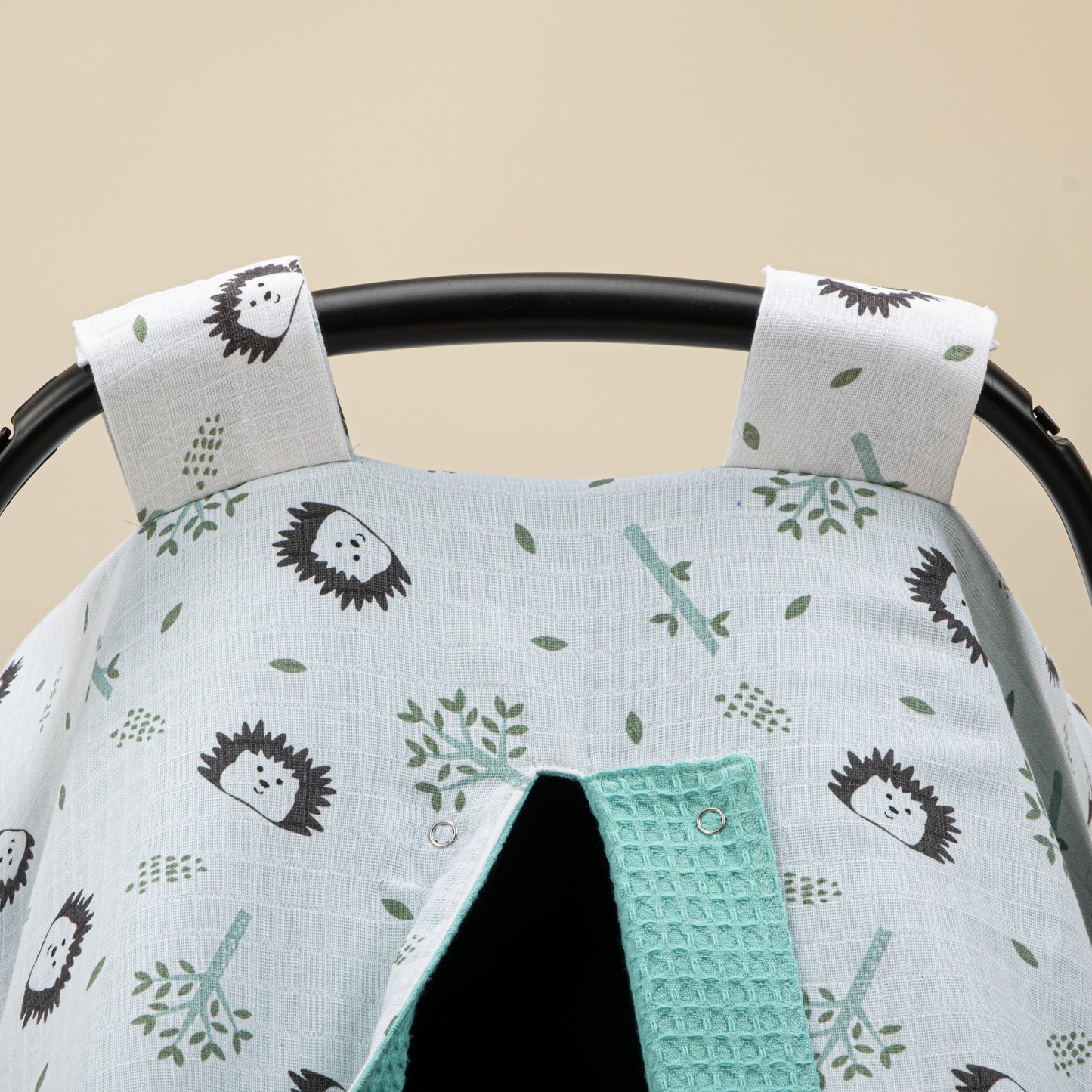 Stroller Cover Set - Double Side - Nile Green Honeycomb - Hedgehog