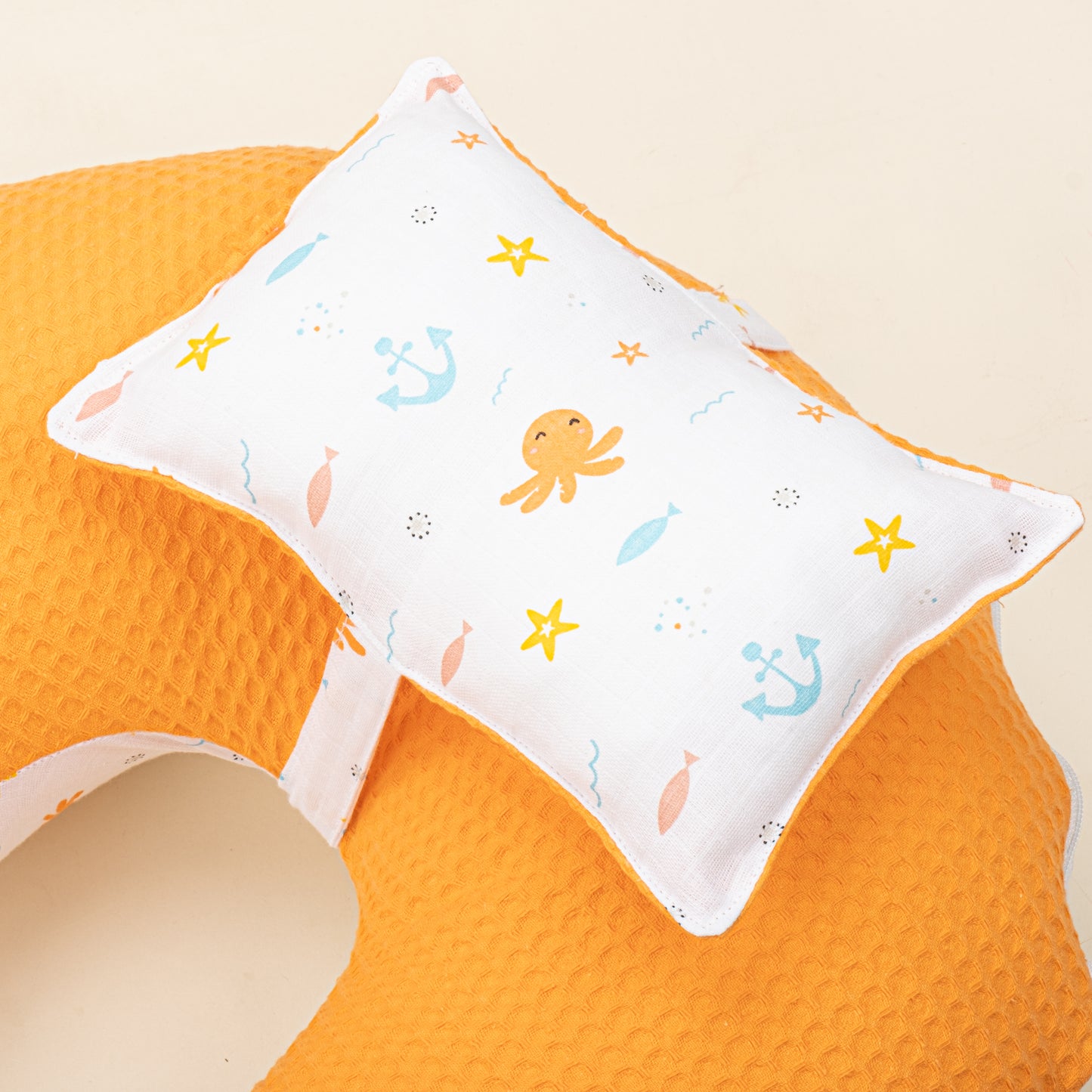 Breastfeeding Pillow - Orange Honeycomb - Octopus