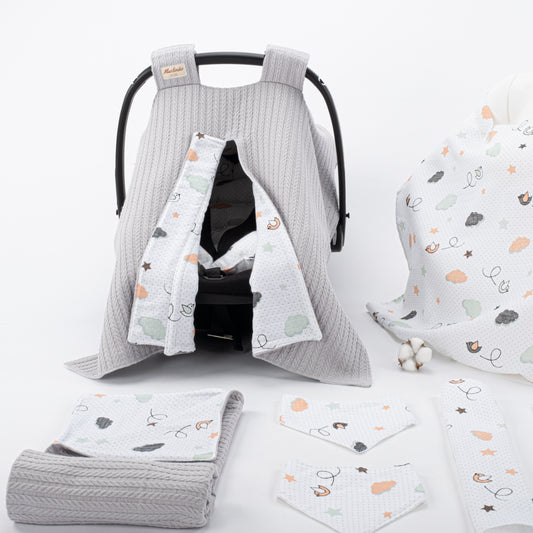9 Piece - Newborn Sets - Winter - Gray Knit - Bird