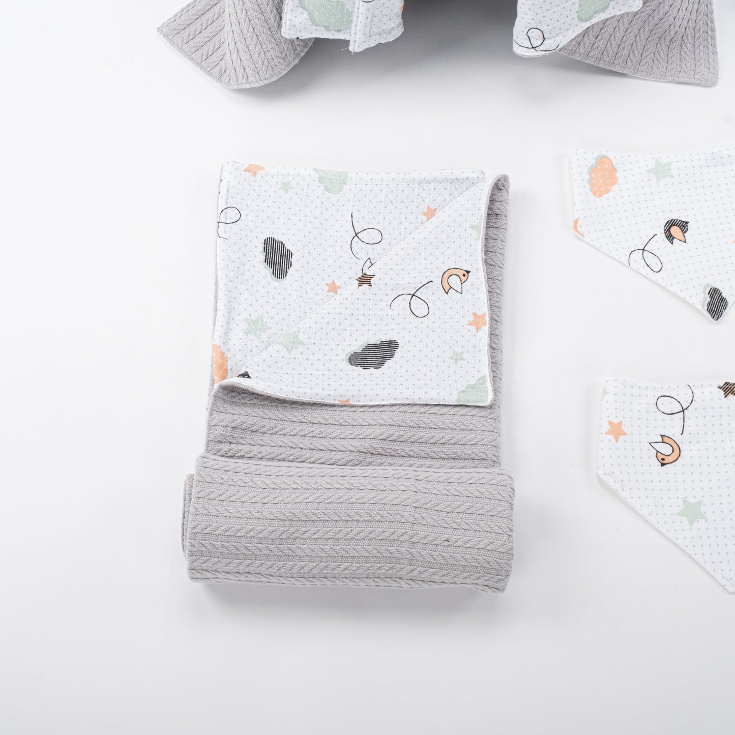9 Piece - Newborn Sets - Winter - Gray Knit - Bird