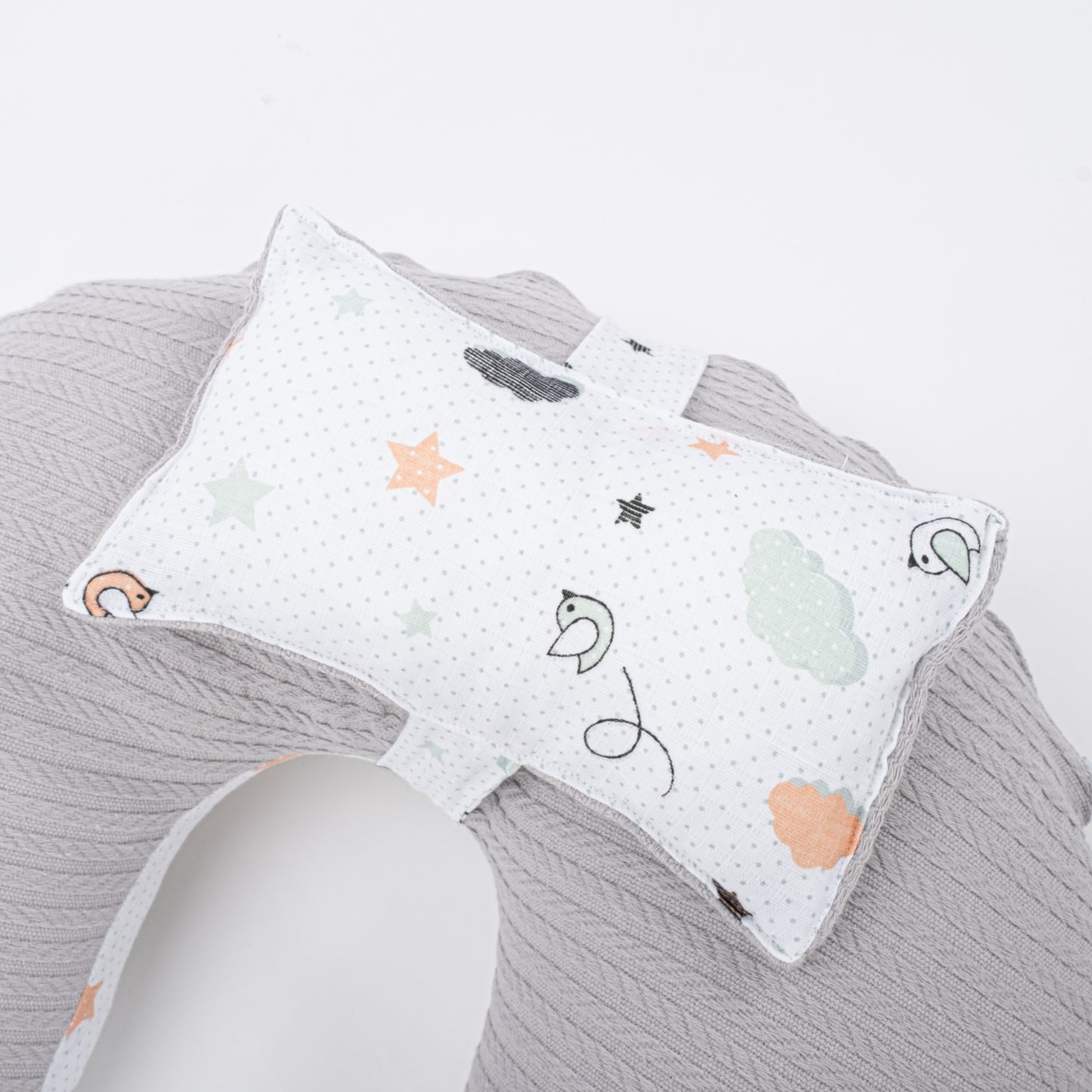 Breastfeeding Pillow - Gray Knit - Bird