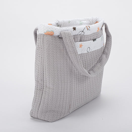 Baby Care Bag - Gray Knit - Bird